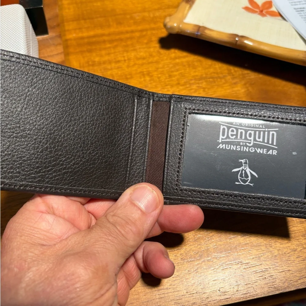 Original Penguin Brown Money Clip with Contrast Stitching